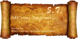 Sárosi Tacitusz névjegykártya